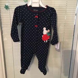 Carter’s Girls Newborn navy polkadot jumpsuit